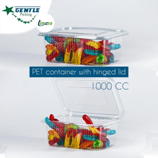 Limera PET Food Containers With Hinged Lid 1000CC - 100 Pieces