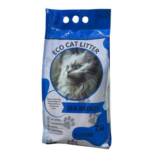 Eco Cat Litter Scent Sea ​​Breeze, White Color, 5 Liter, One Bag