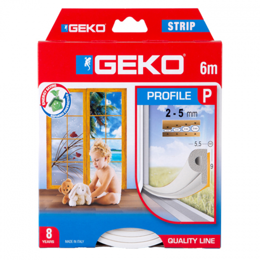 Geko Weather strip tape for doors & windows. Length 6 M – white