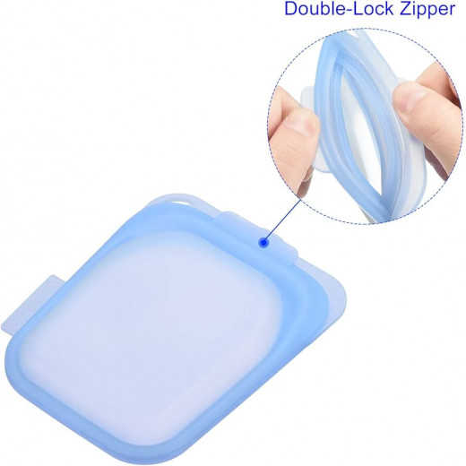 Breathe Reusable Blue Silicone Food Bags, 120ml, BPA free, FDA Approved. Dishwasher & Microwave safe.