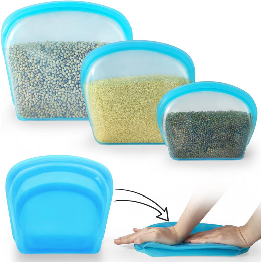 Breathe Reusable Blue Silicone Bags, 3500 ML, BPA free, FDA Approved