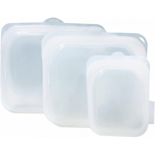 Breathe Reusable White Silicone Bags, 2000 ML, BPA free, FDA Approved