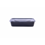 RZ Plastic Containers Rectangle Black 500 g Microwavable with Lid - 60 PCS