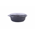 RZ Plastic Containers Round Black 750cc Microwavable with Lid - 50 PCS